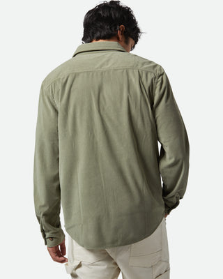 Brixton The Field Corduroy Long Sleeve Overshirt - Military Olive