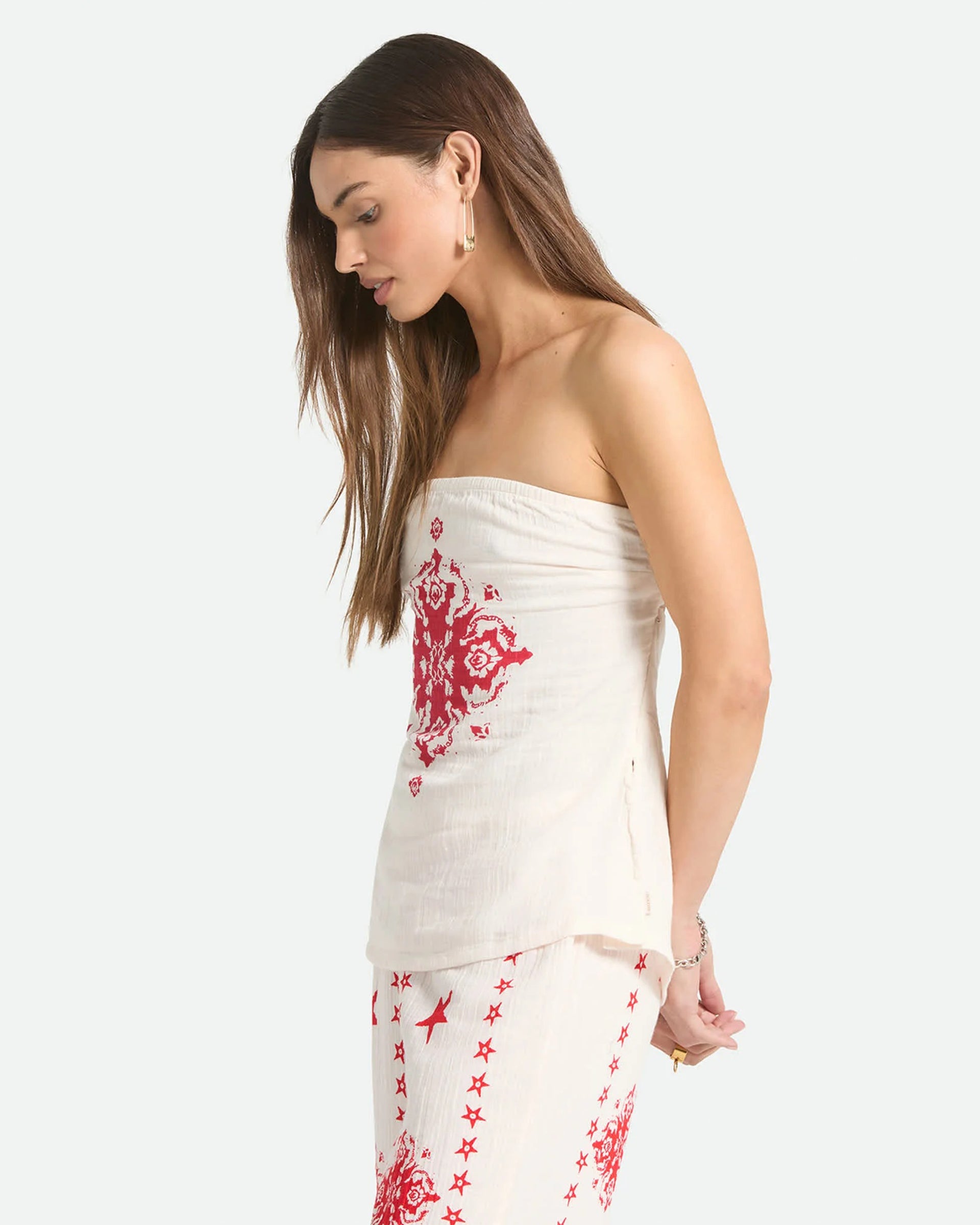 Brixton Women's The Lola Tube Top - Off White/Robust Red