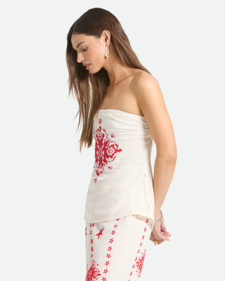 Brixton Women's The Lola Tube Top - Off White/Robust Red