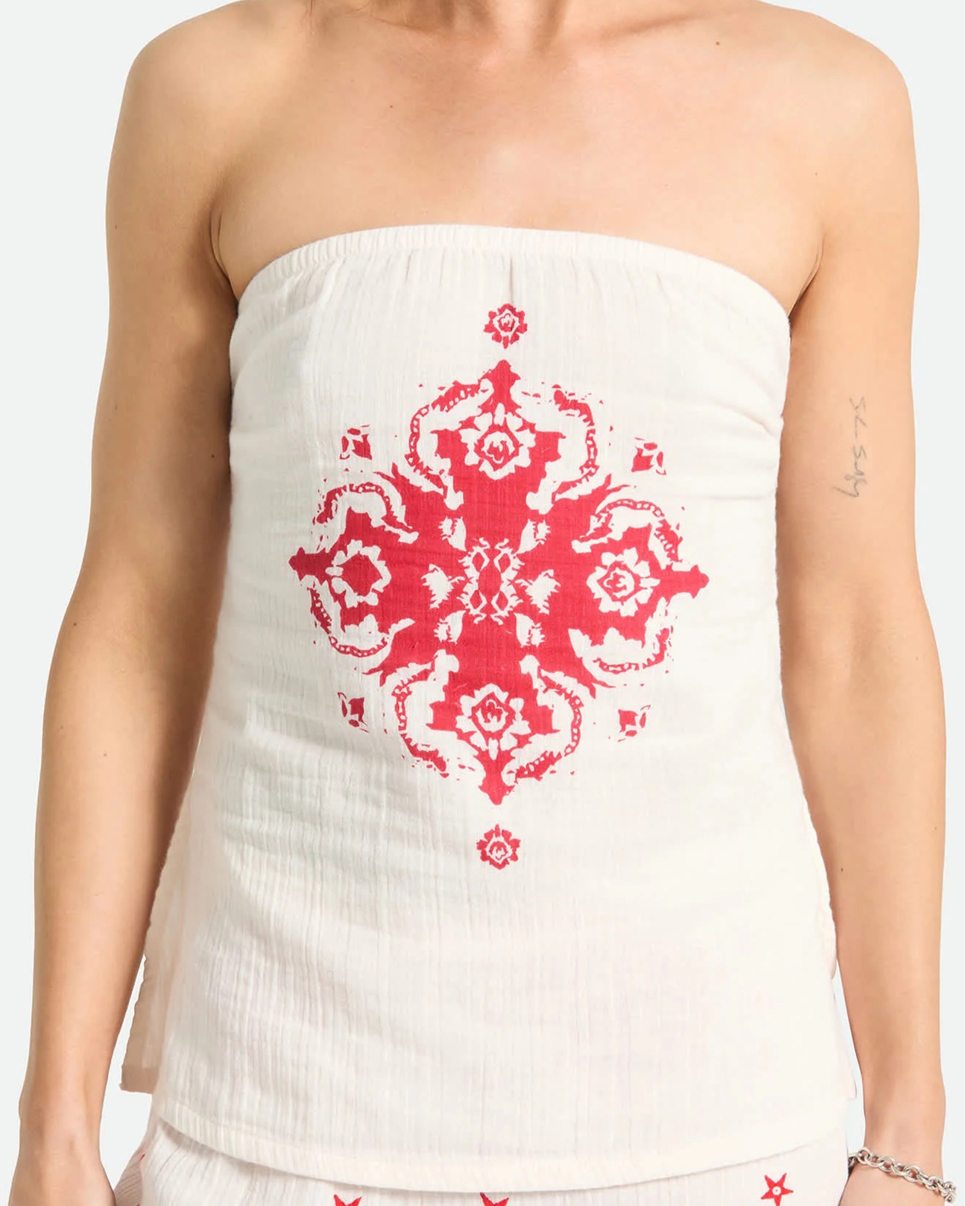 Brixton Women's The Lola Tube Top - Off White/Robust Red
