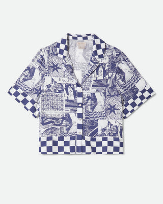 Brixton Women's The Omar Button Down Shirt - Navy/White Collage