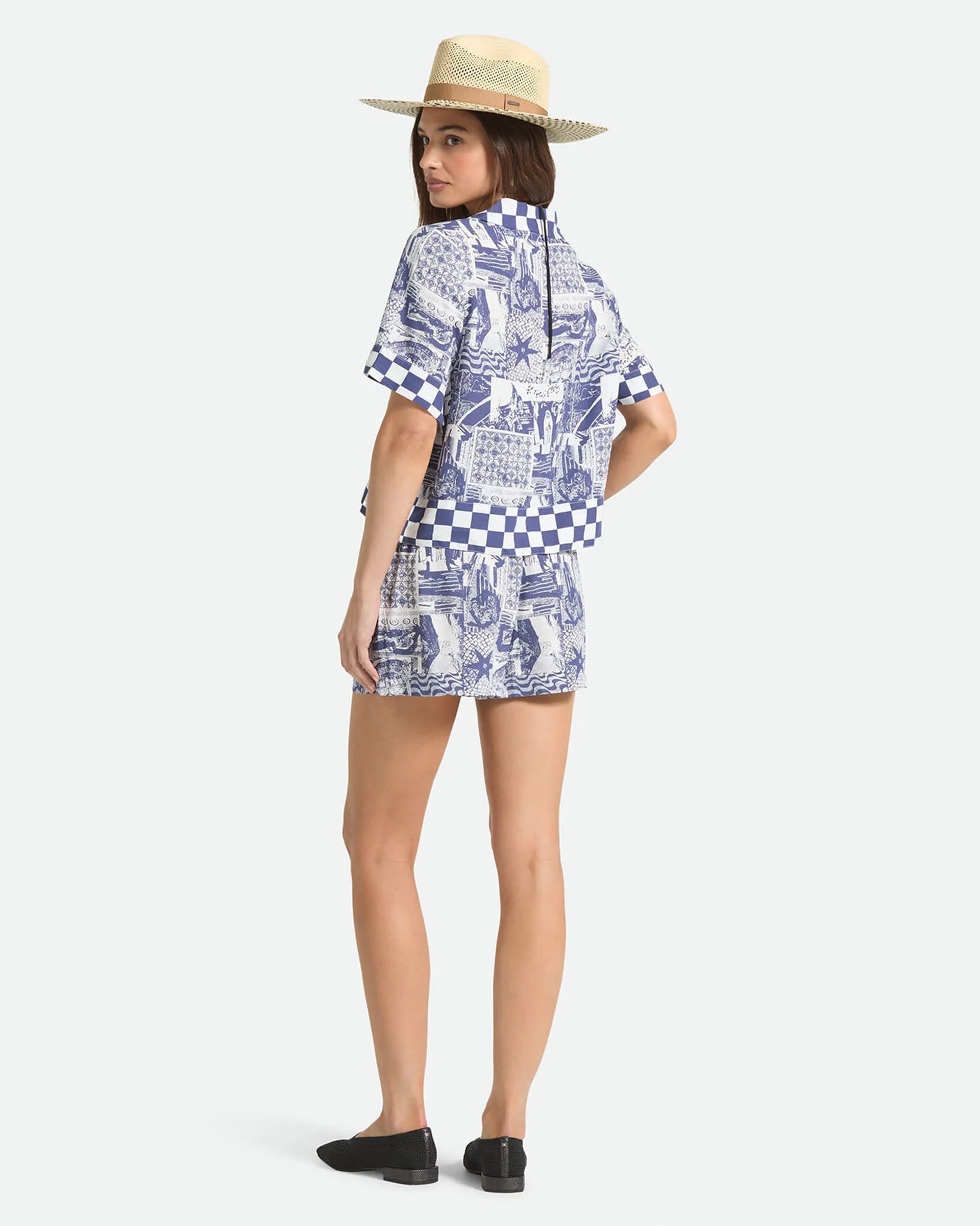 Brixton Women's The Omar Button Down Shirt - Navy/White Collage