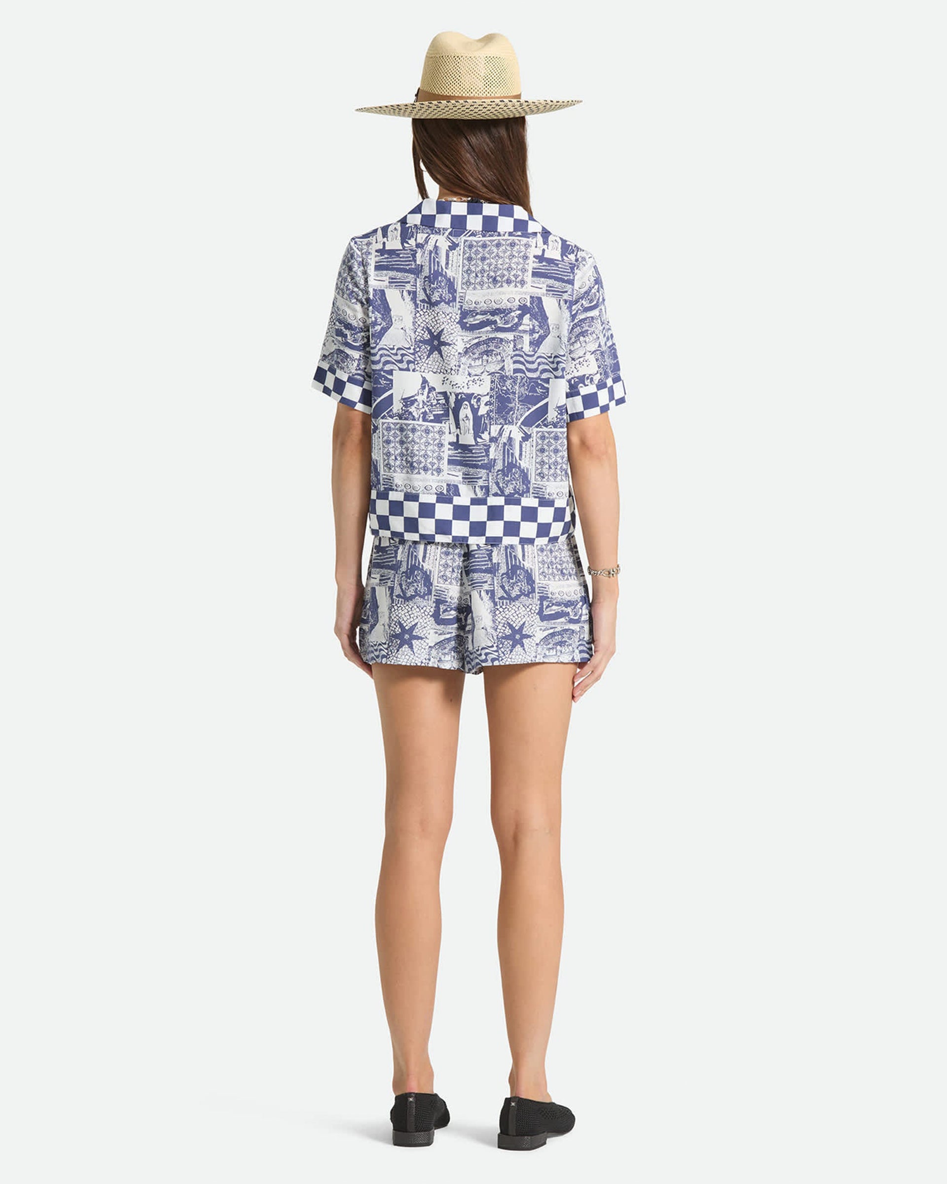 Brixton Women's The Omar Button Down Shirt - Navy/White Collage