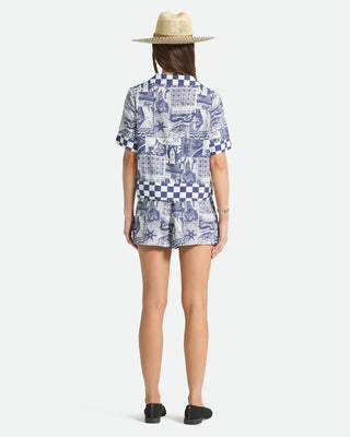 Brixton Women's The Omar Button Down Shirt - Navy/White Collage