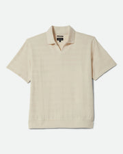 Brixton Theo Jacquard Short Sleeve Polo - Cream