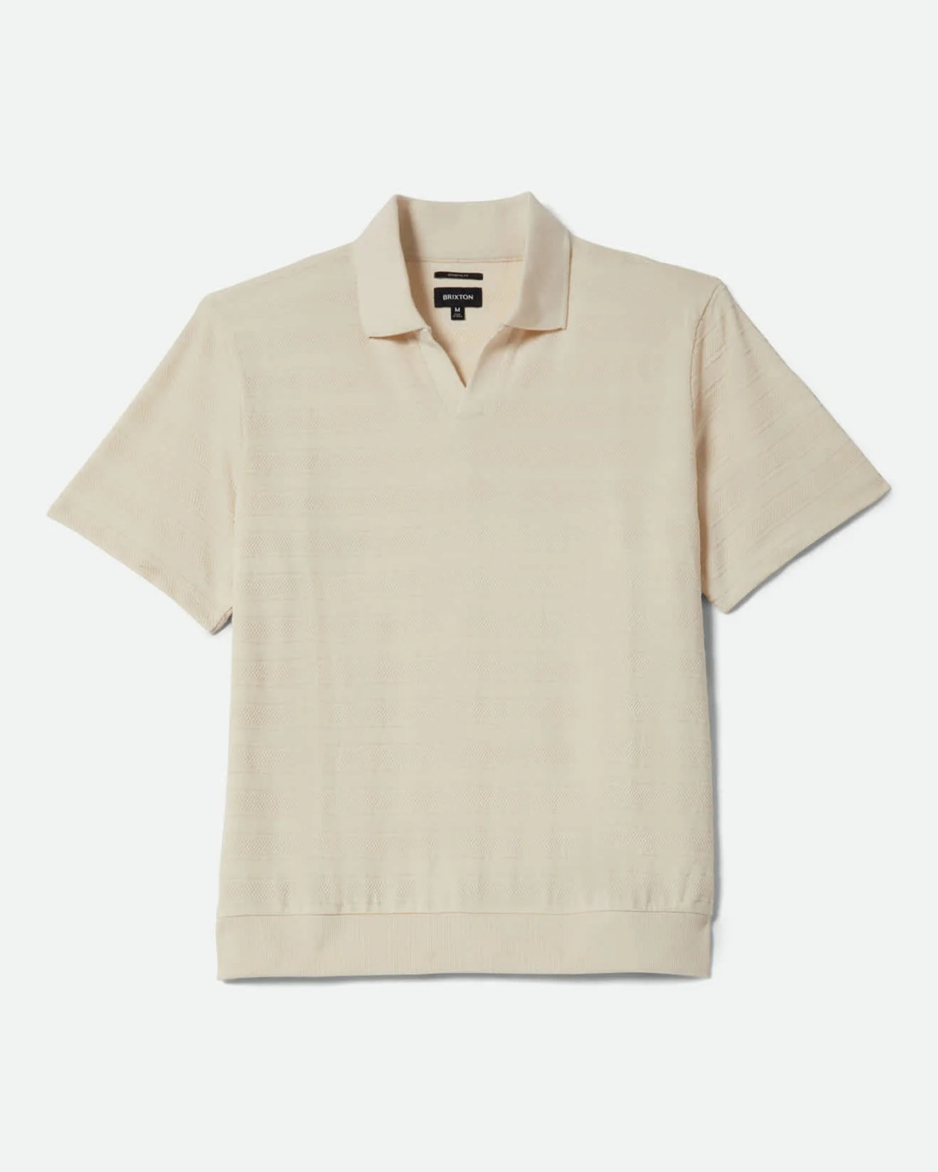 Brixton Theo Jacquard Short Sleeve Polo - Cream
