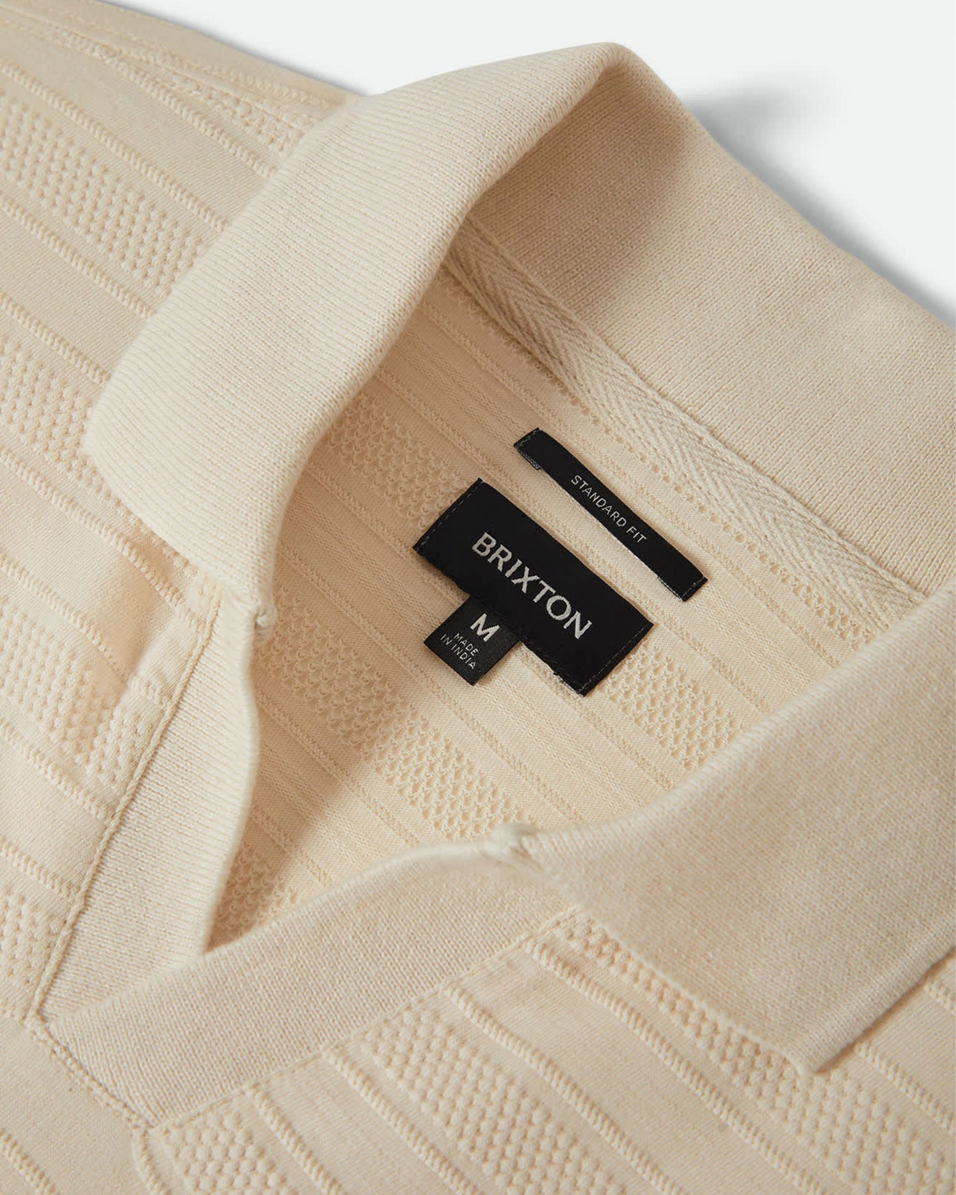 Brixton Theo Jacquard Short Sleeve Polo - Cream