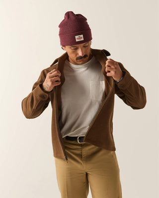 Brixton Trademark Zip Flannel Jacket - Heathered Brown