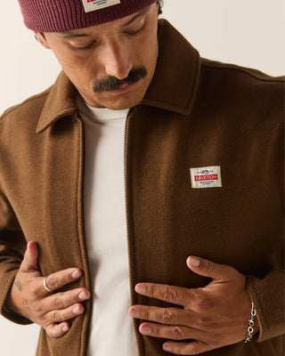Brixton Trademark Zip Flannel Jacket - Heathered Brown