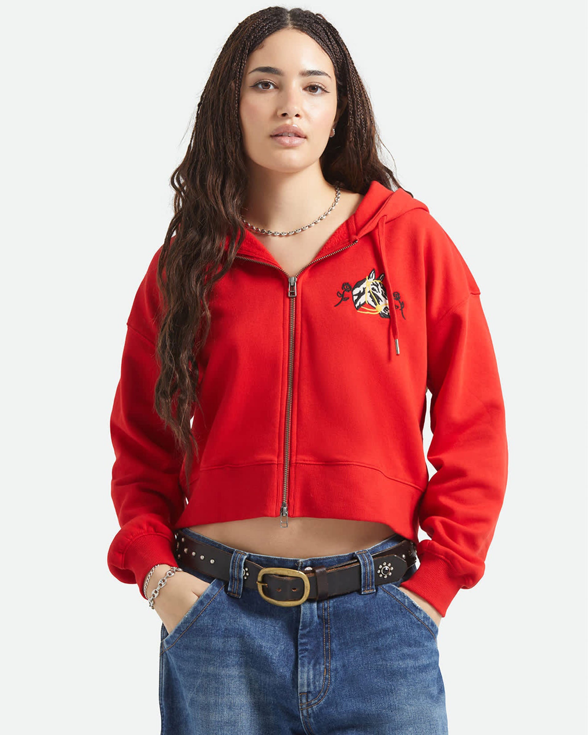 Brixton Women's Trophy Horse Cropped Zip Hood - Adrenaline Rush
