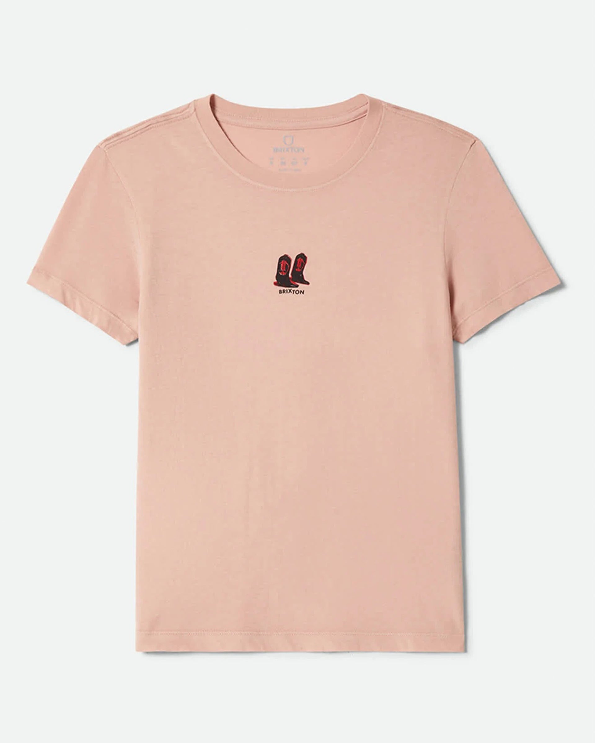 Brixton Women's Two Boots Slim Crew Short Sleeve T-Shirt - Silver Pink
