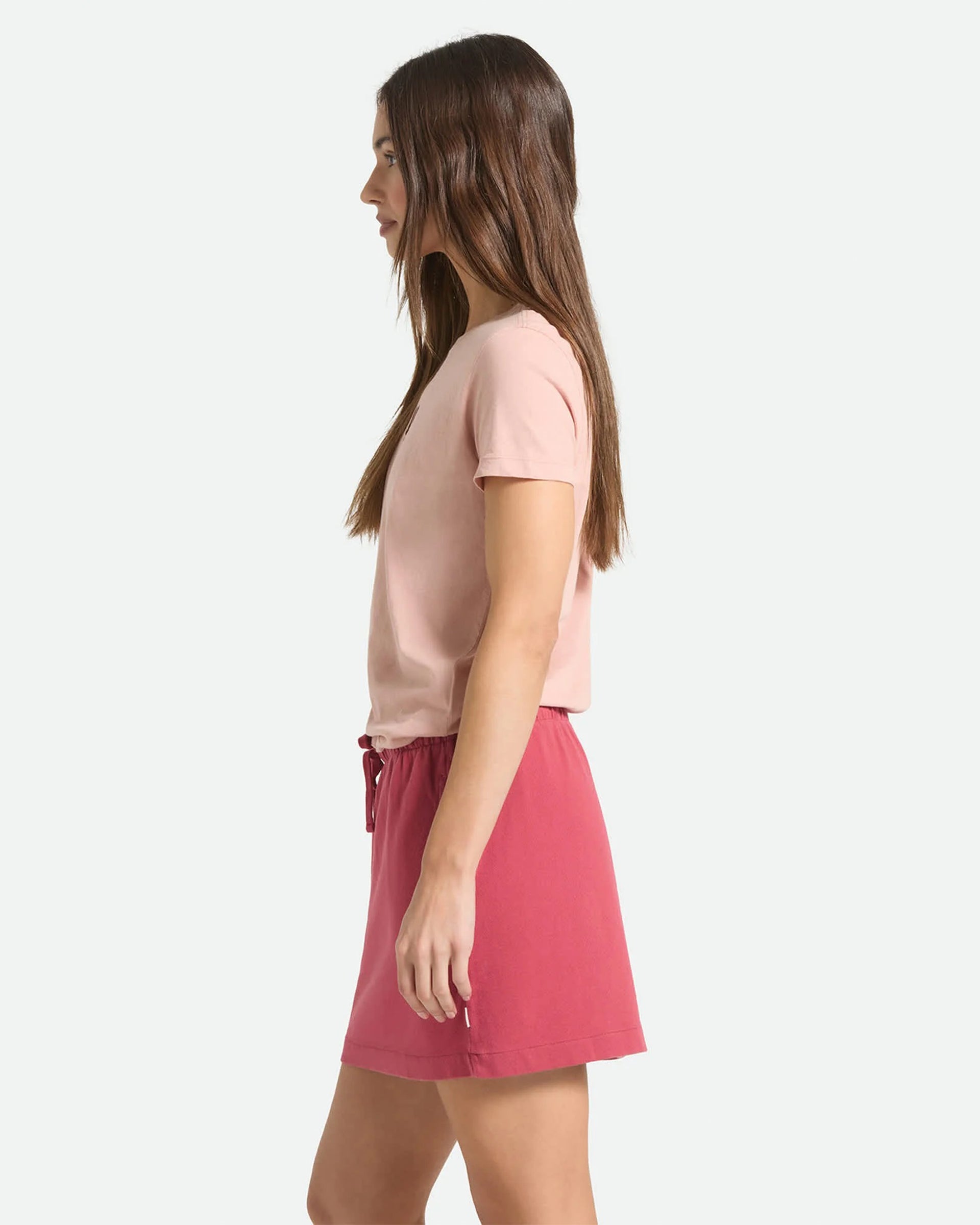 Brixton Women's Two Boots Slim Crew Short Sleeve T-Shirt - Silver Pink