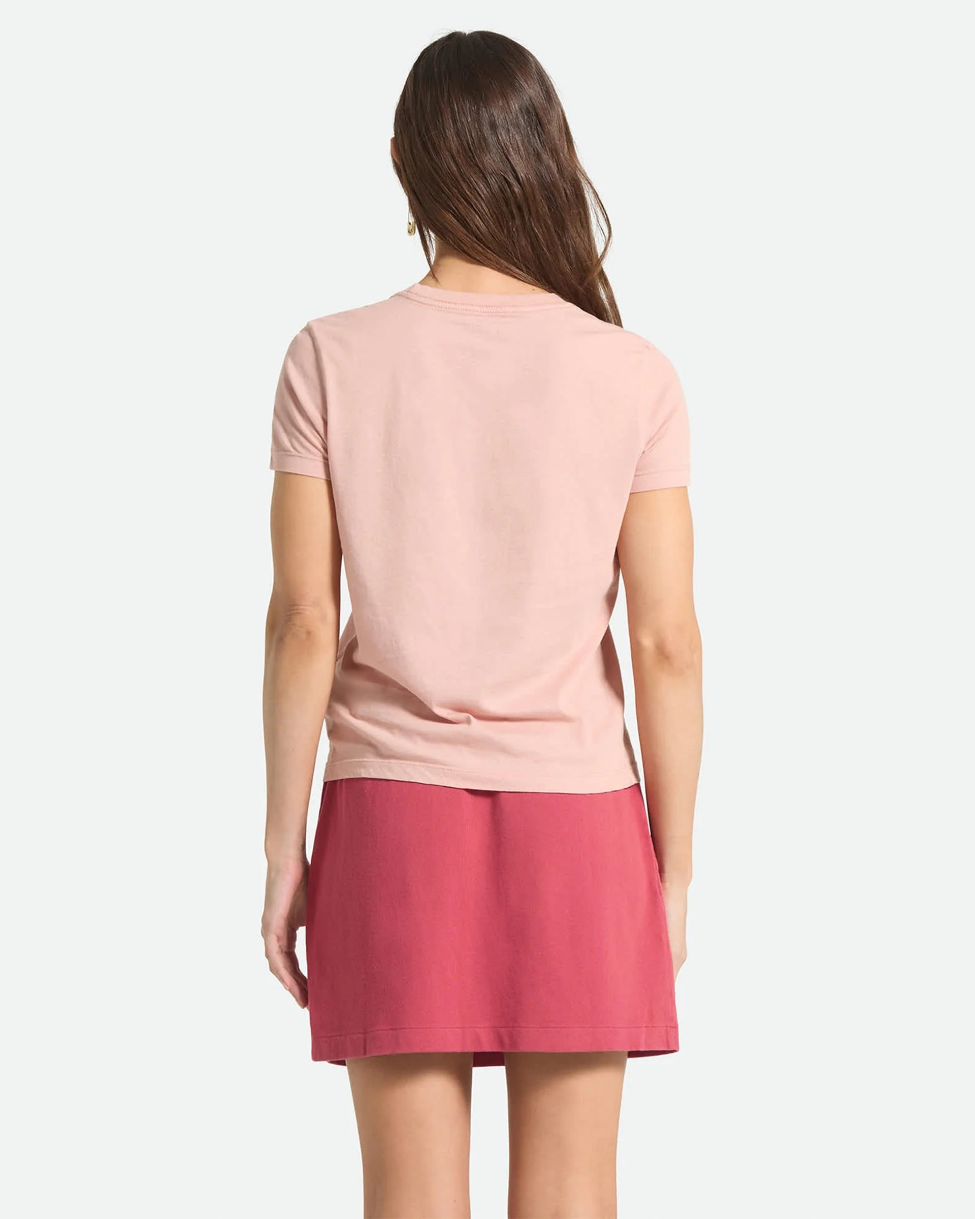 Brixton Women's Two Boots Slim Crew Short Sleeve T-Shirt - Silver Pink