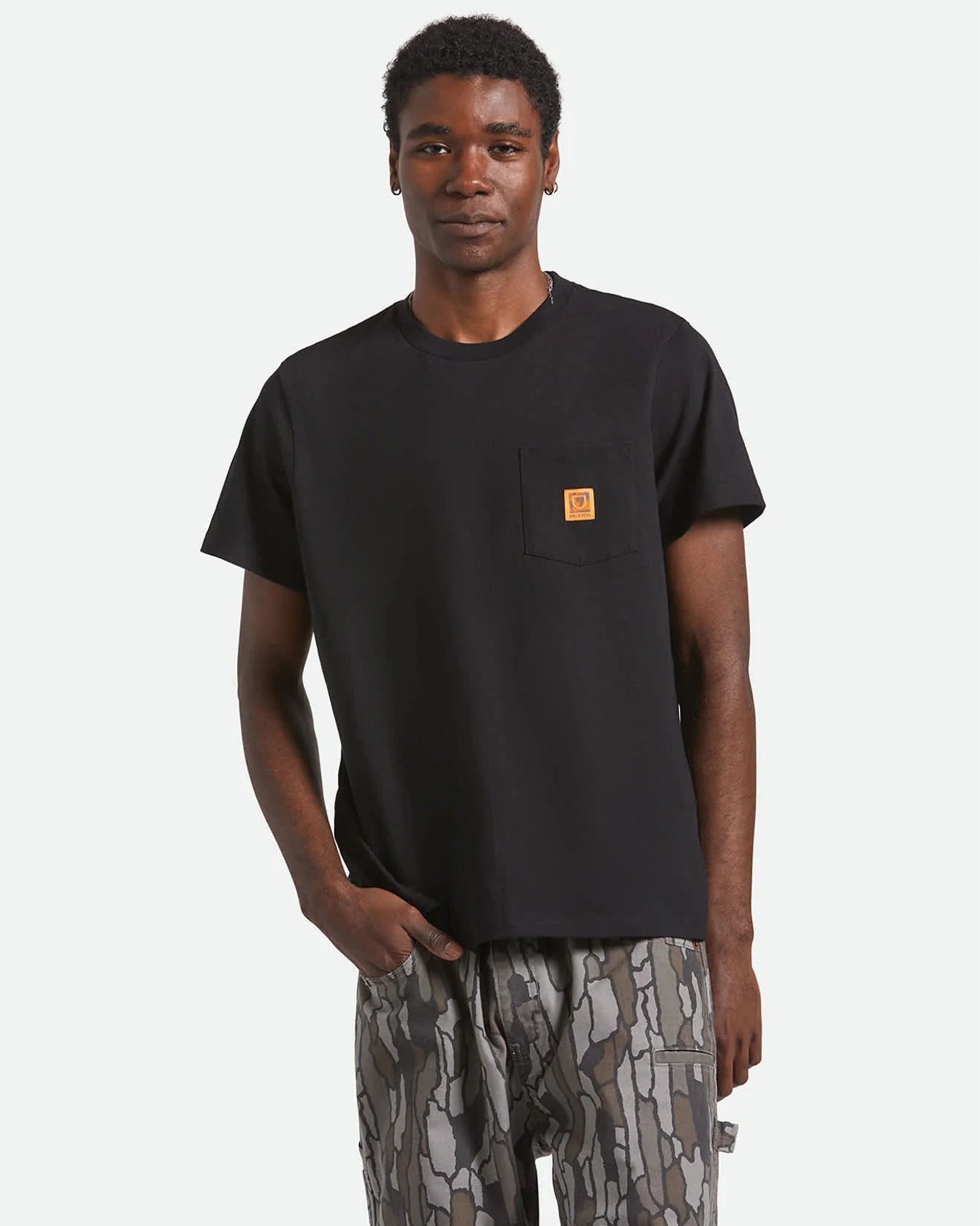 Brixton Union Heavyweight Short Sleeve Boxy Pocket T-Shirt - Black