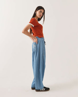 Brixton Women's Utility Everyday Barrel Pant - Light Stone Wash