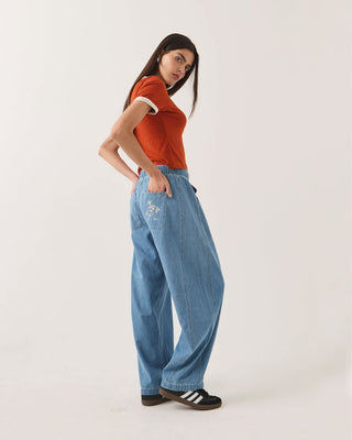 Brixton Women's Utility Everyday Barrel Pant - Light Stone Wash
