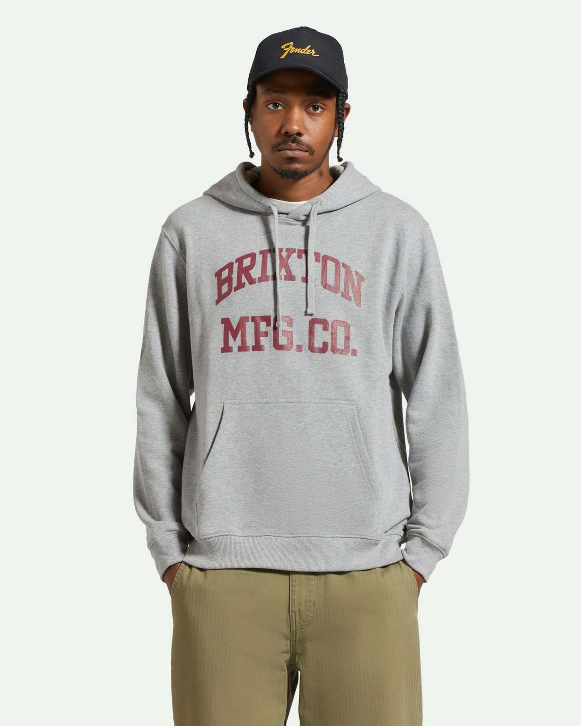 Brixton Varsity Broken In Pullover Hoodie - Heather Grey