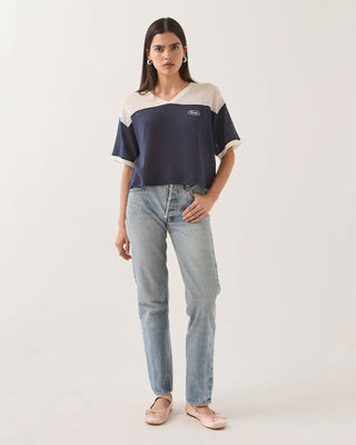Brixton Women's Varsity Mesh S/S T-Shirt - Off White/Washed Navy