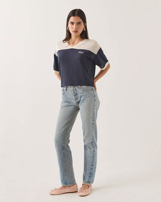 Brixton Women's Varsity Mesh S/S T-Shirt - Off White/Washed Navy