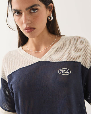 Brixton Women's Varsity Mesh S/S T-Shirt - Off White/Washed Navy