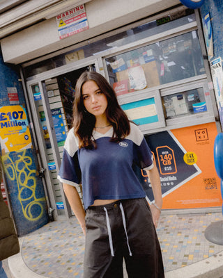 Brixton Women's Varsity Mesh S/S T-Shirt - Off White/Washed Navy