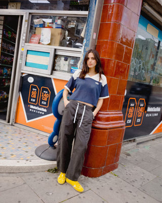Brixton Women's Varsity Mesh S/S T-Shirt - Off White/Washed Navy