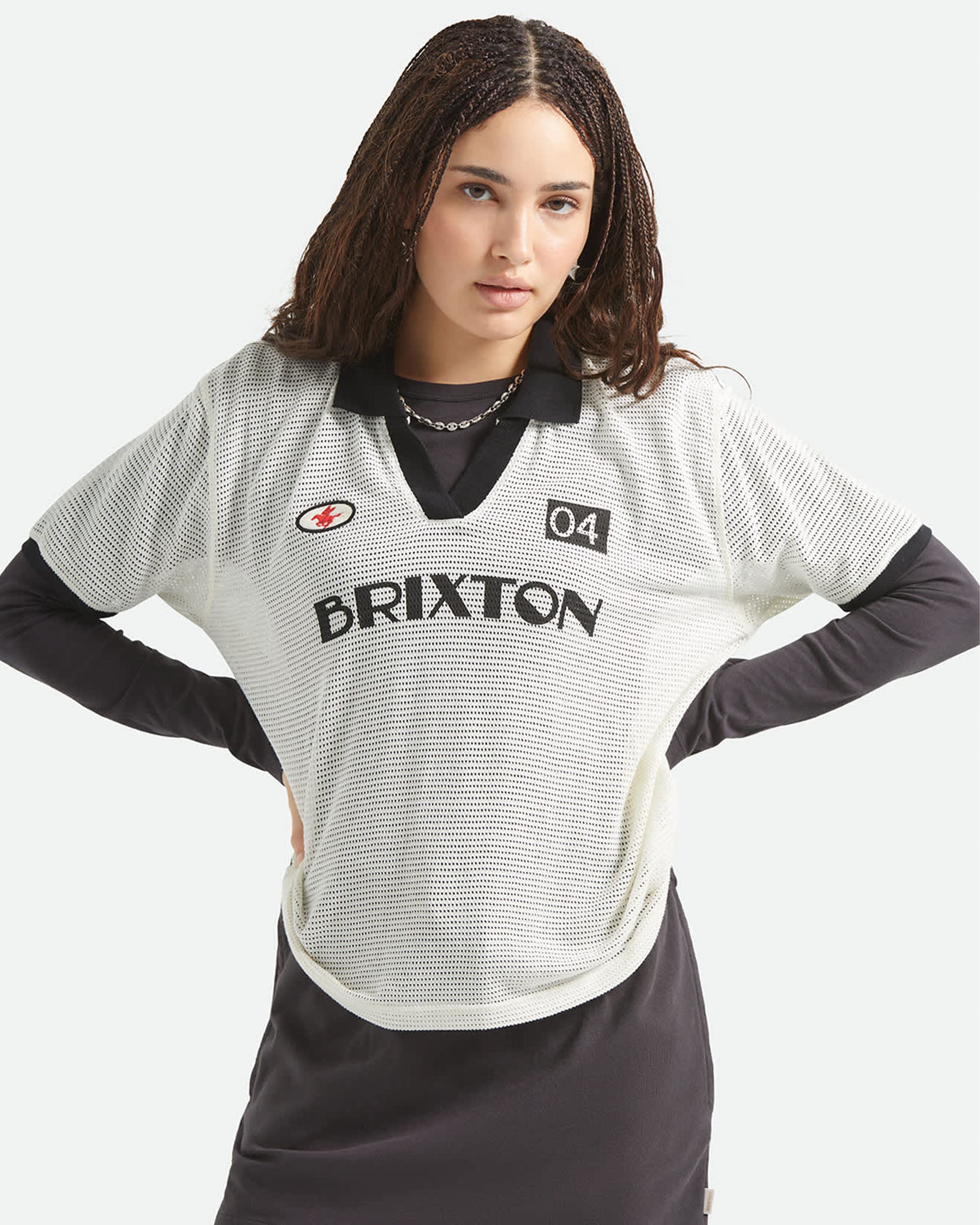 Brixton Women's Varsity S/S T-Shirt - Off White/Black