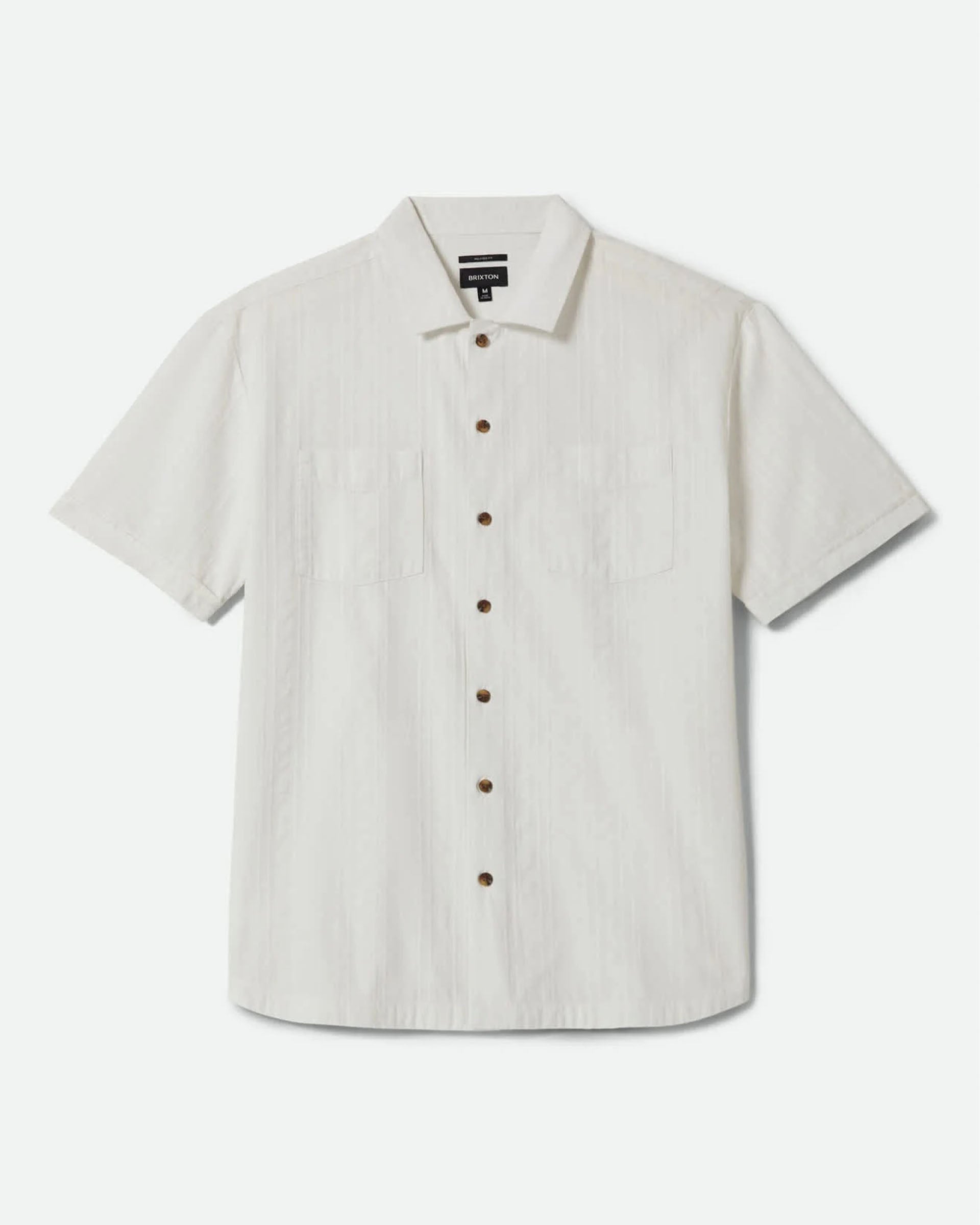 Brixton Vintage Short Sleeve Shirt - Off White Jacquard Stripe