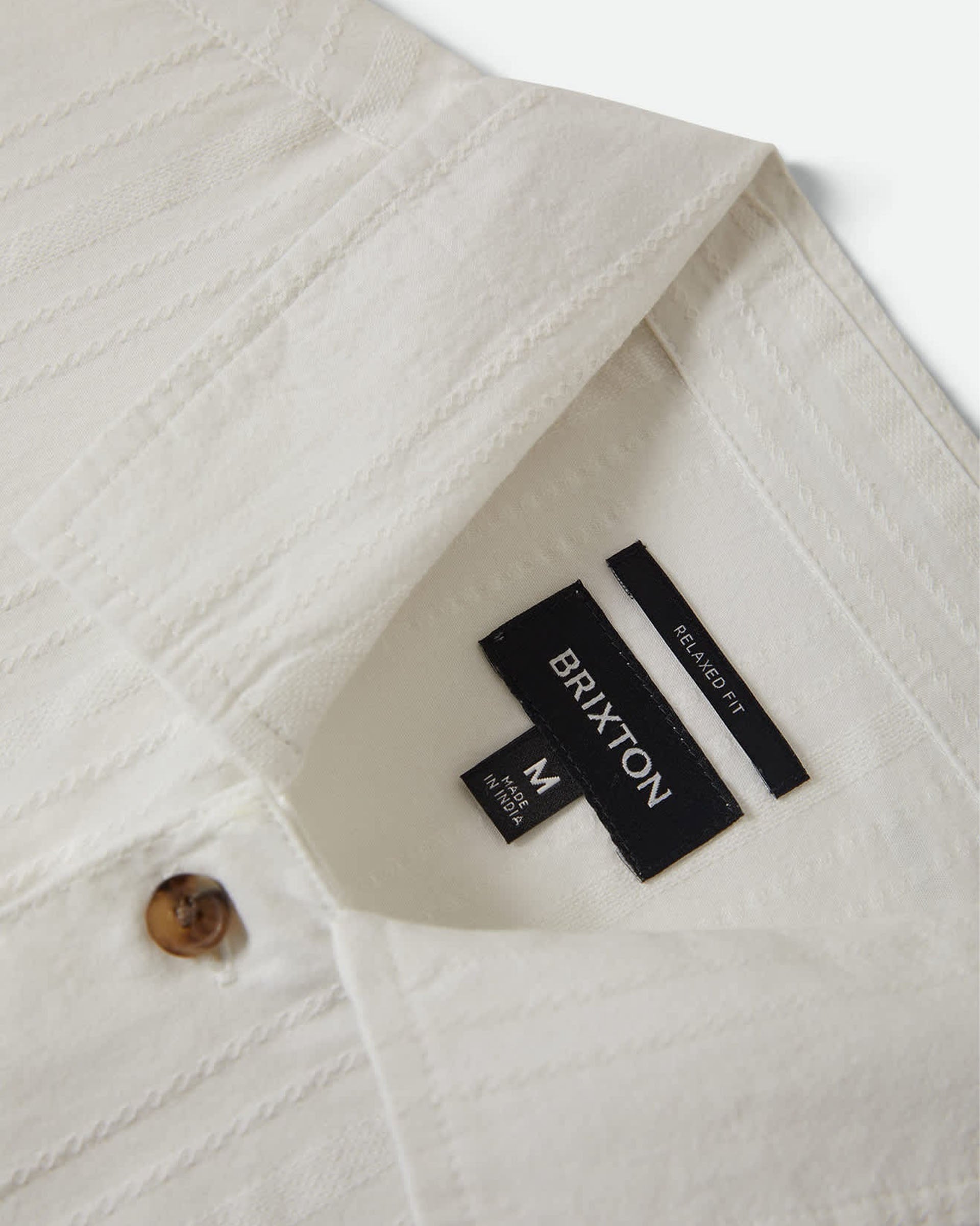 Brixton Vintage Short Sleeve Shirt - Off White Jacquard Stripe