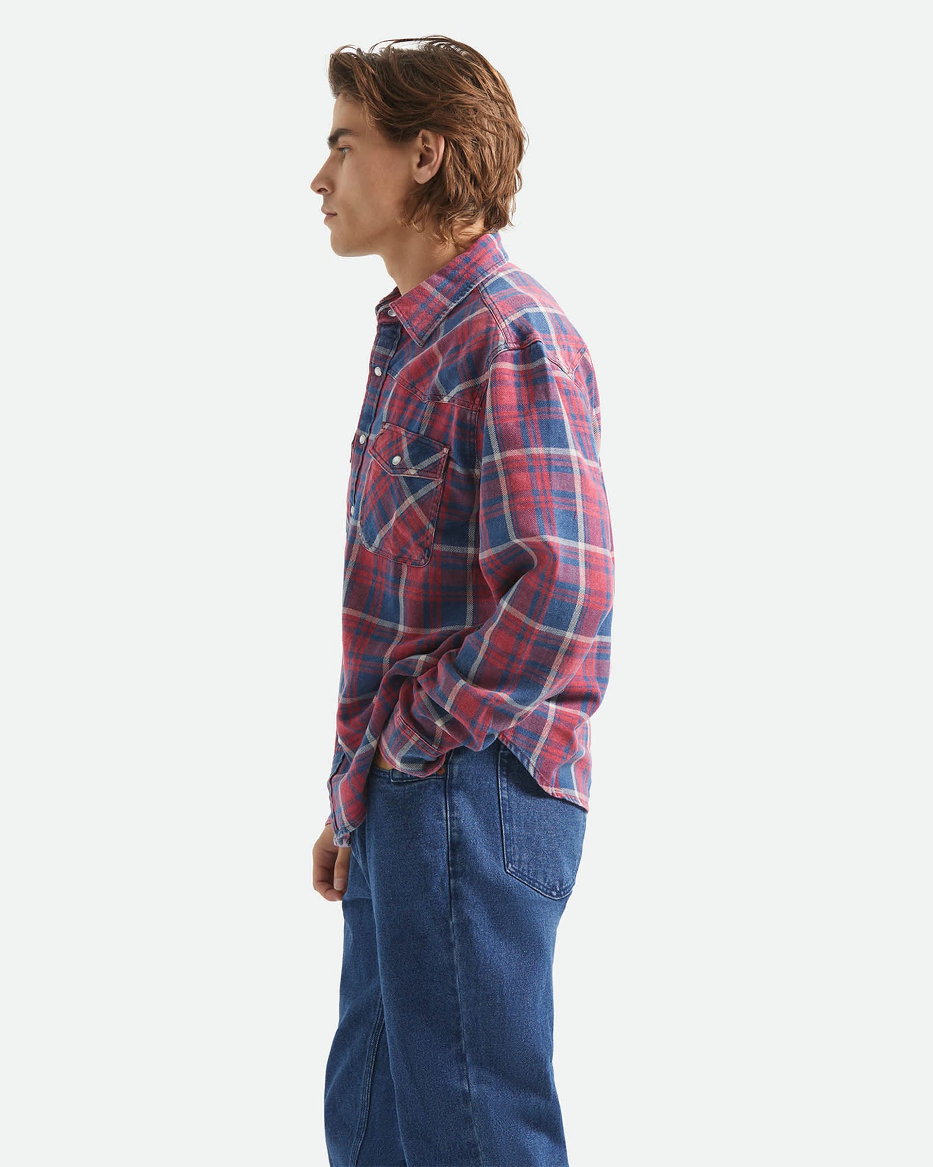 Brixton Waylon Lightweight Overshirt - Denim Plaid