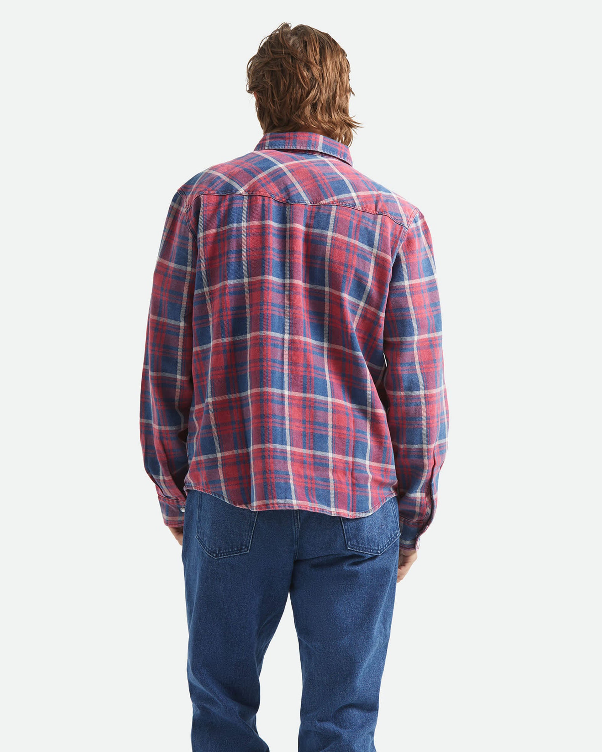 Brixton Waylon Lightweight Overshirt - Denim Plaid