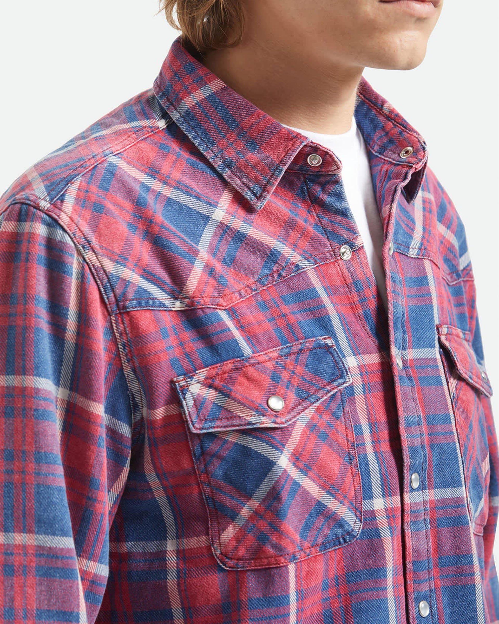 Brixton Waylon Lightweight Overshirt - Denim Plaid