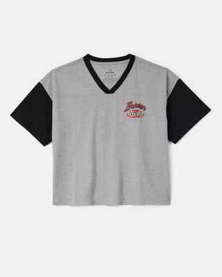 Brixton Women's Winner Circle Boxy Football T-Shirt - Heather Grey/Black