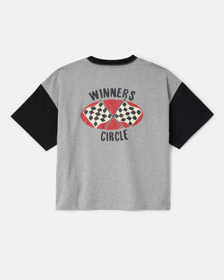 Brixton Women's Winner Circle Boxy Football T-Shirt - Heather Grey/Black