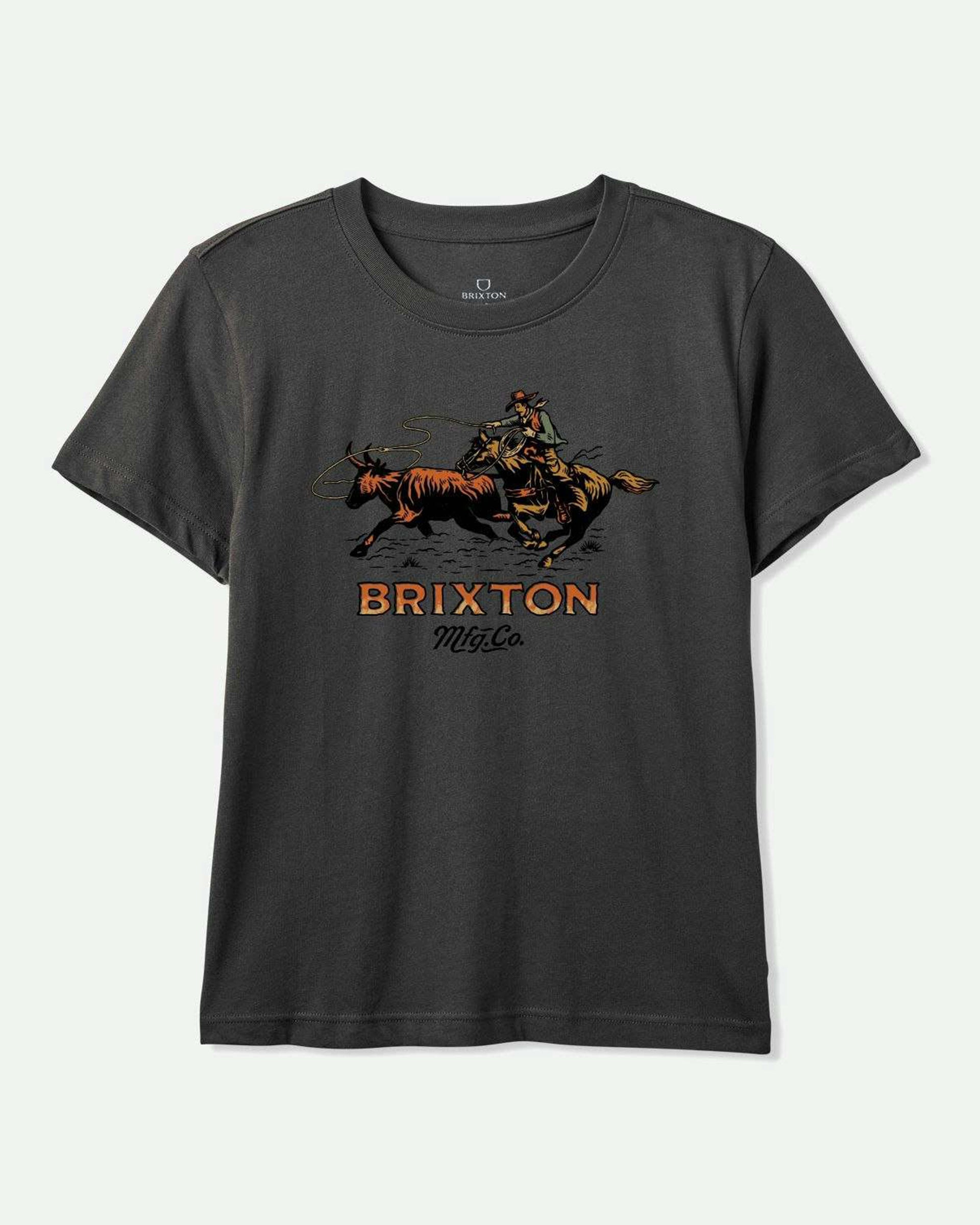 Brixton Women's Wrangling Vintage Crew T-Shirt - Washed Black