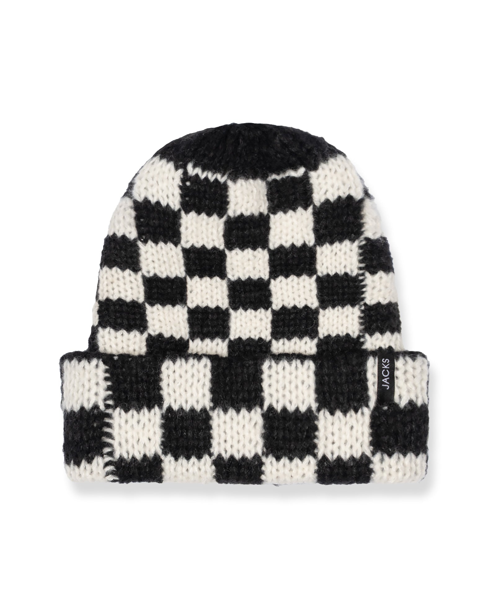 Urban Checkers Knit Beanie - Cream / Black