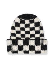 Urban Checkers Knit Beanie - Cream / Black