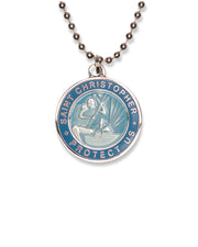 St. Christopher Necklace - Light Blue/ Denim