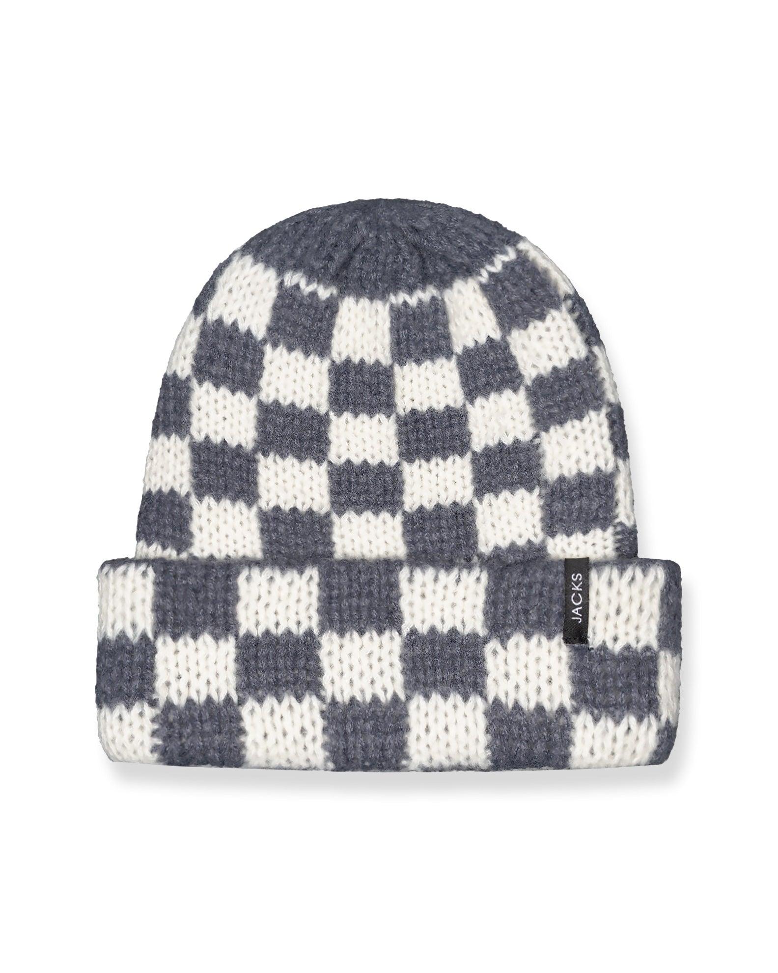 Urban Checkers Knit Beanie - Cream / Grey
