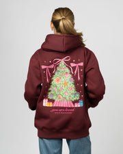 Women's Shell Tree Pullover Hoodie - Burgundy