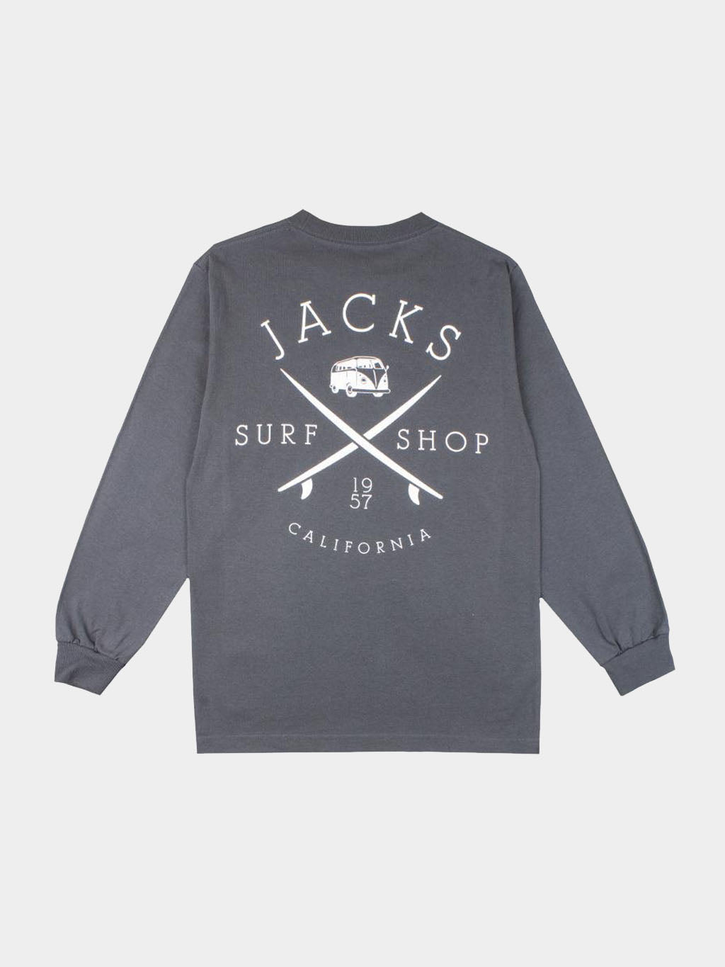 Jack's Surfboards Men's Bus Stop Classic Long Sleeve Tee - Charcoal