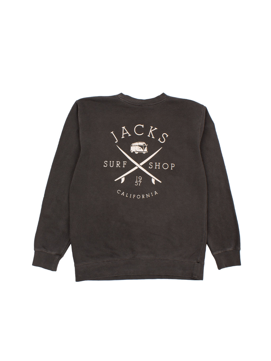 Bus Stop Pigment Wash Crewneck Pullover-Black