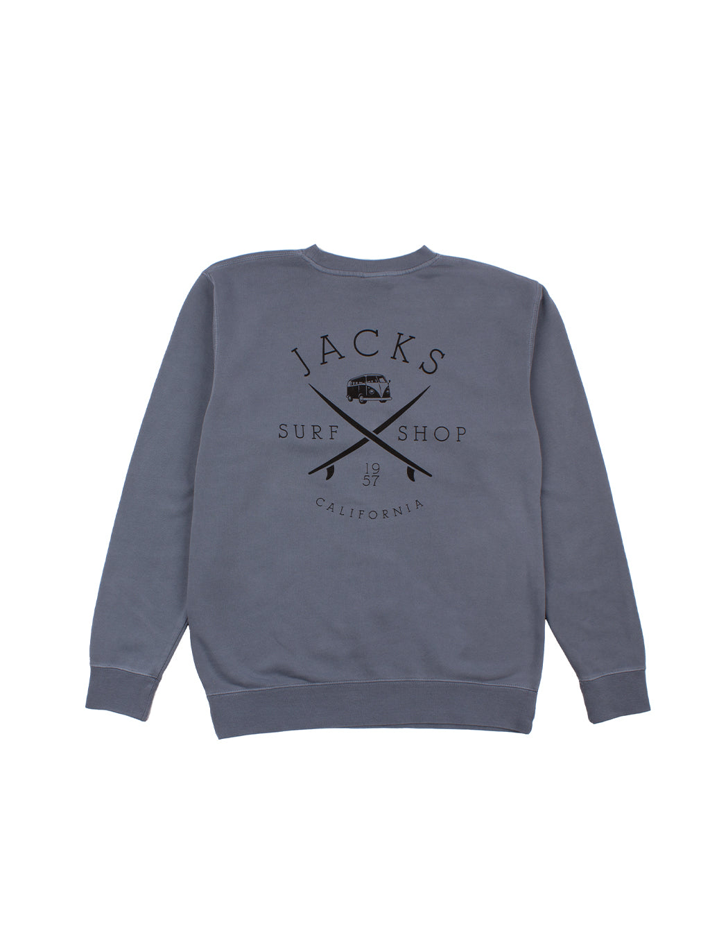 Bus Stop Pigment Wash Crewneck Pullover-Slate Blue