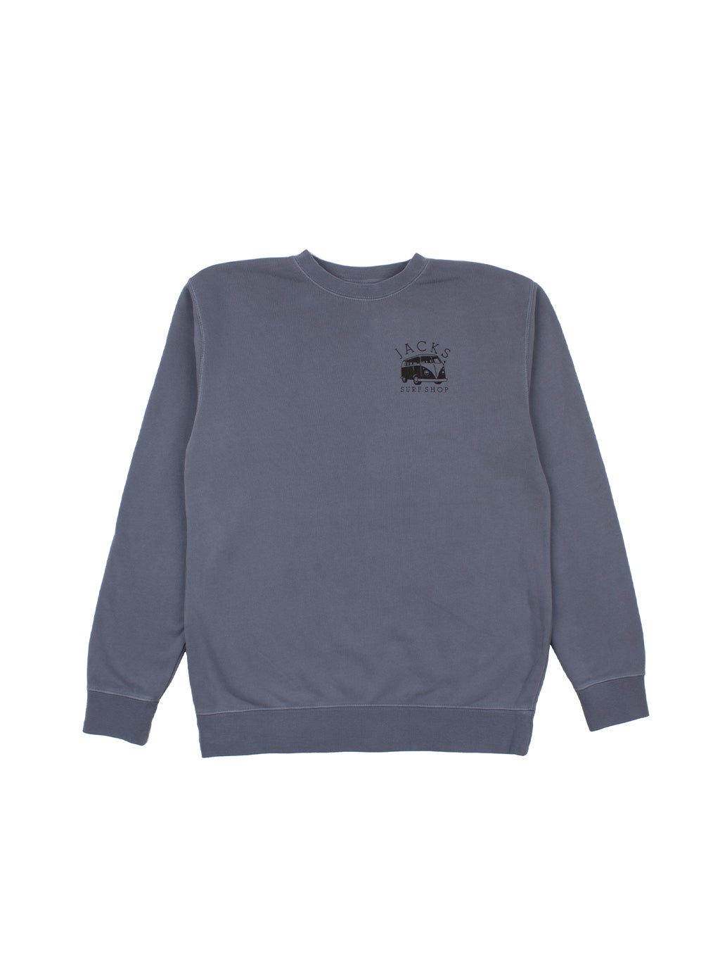 Bus Stop Pigment Wash Crewneck Pullover-Slate Blue