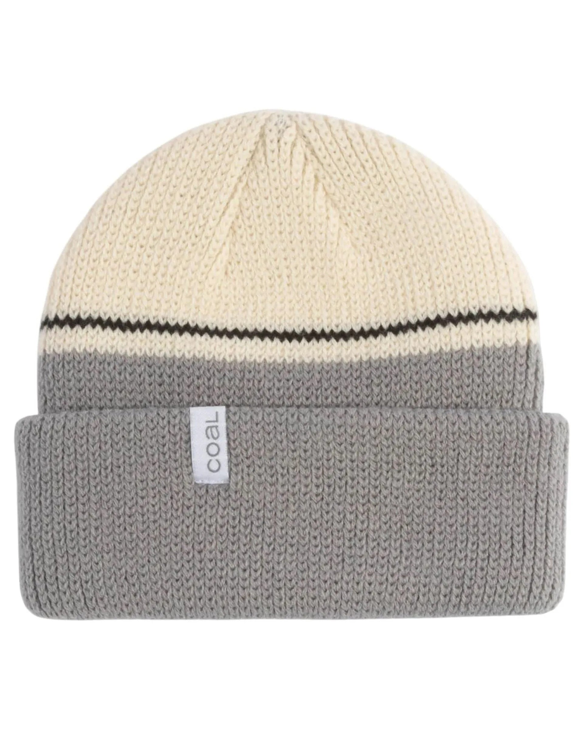 Coal Headwear The Frena Thick Knit Cuff Beanie - Mid Grey Blocked Stripe