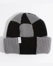 Coal Headwear The Frena Baggy Thick Knit Cuff Beanie - Mid Grey Check