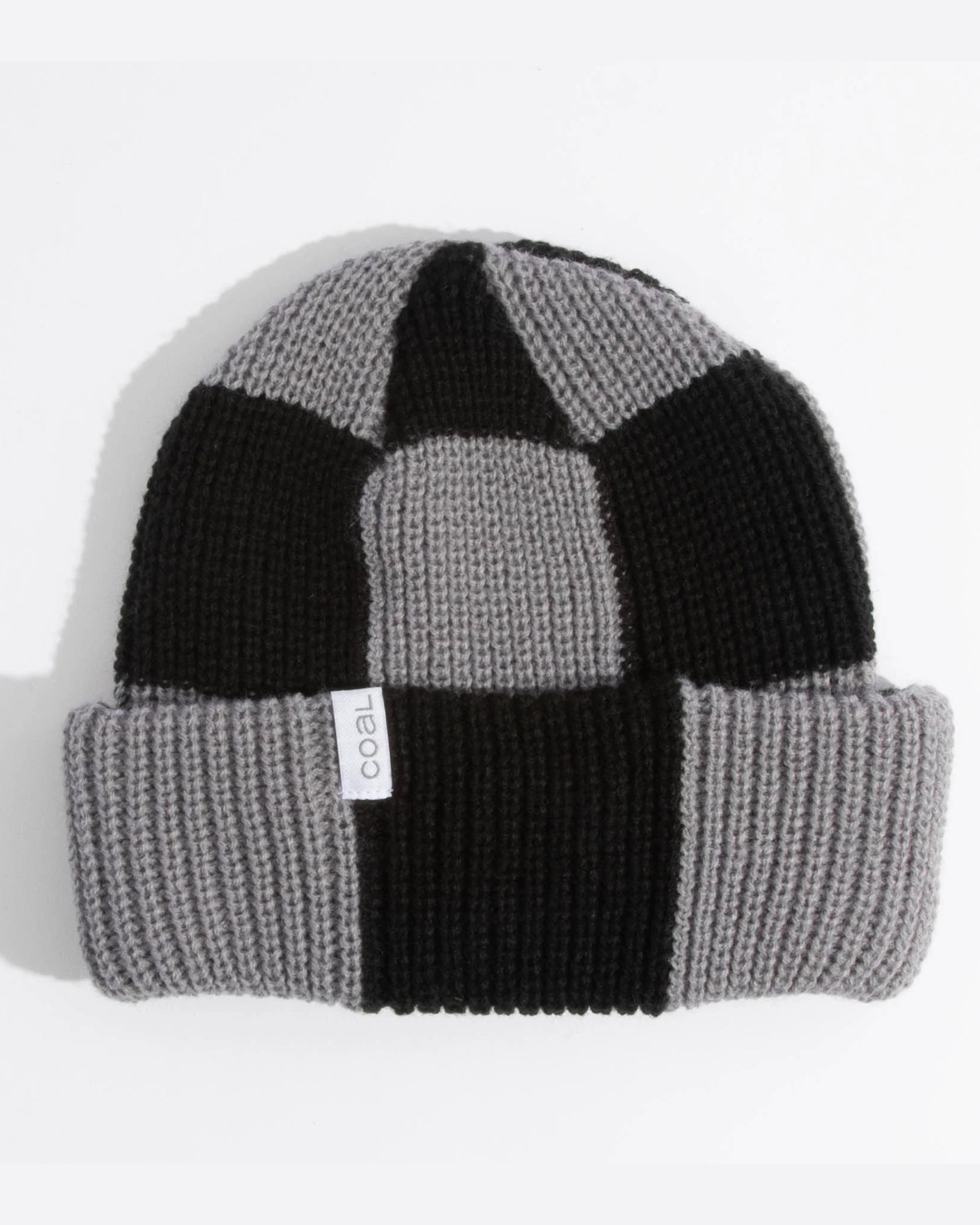 Coal Headwear The Frena Baggy Thick Knit Cuff Beanie - Mid Grey Check
