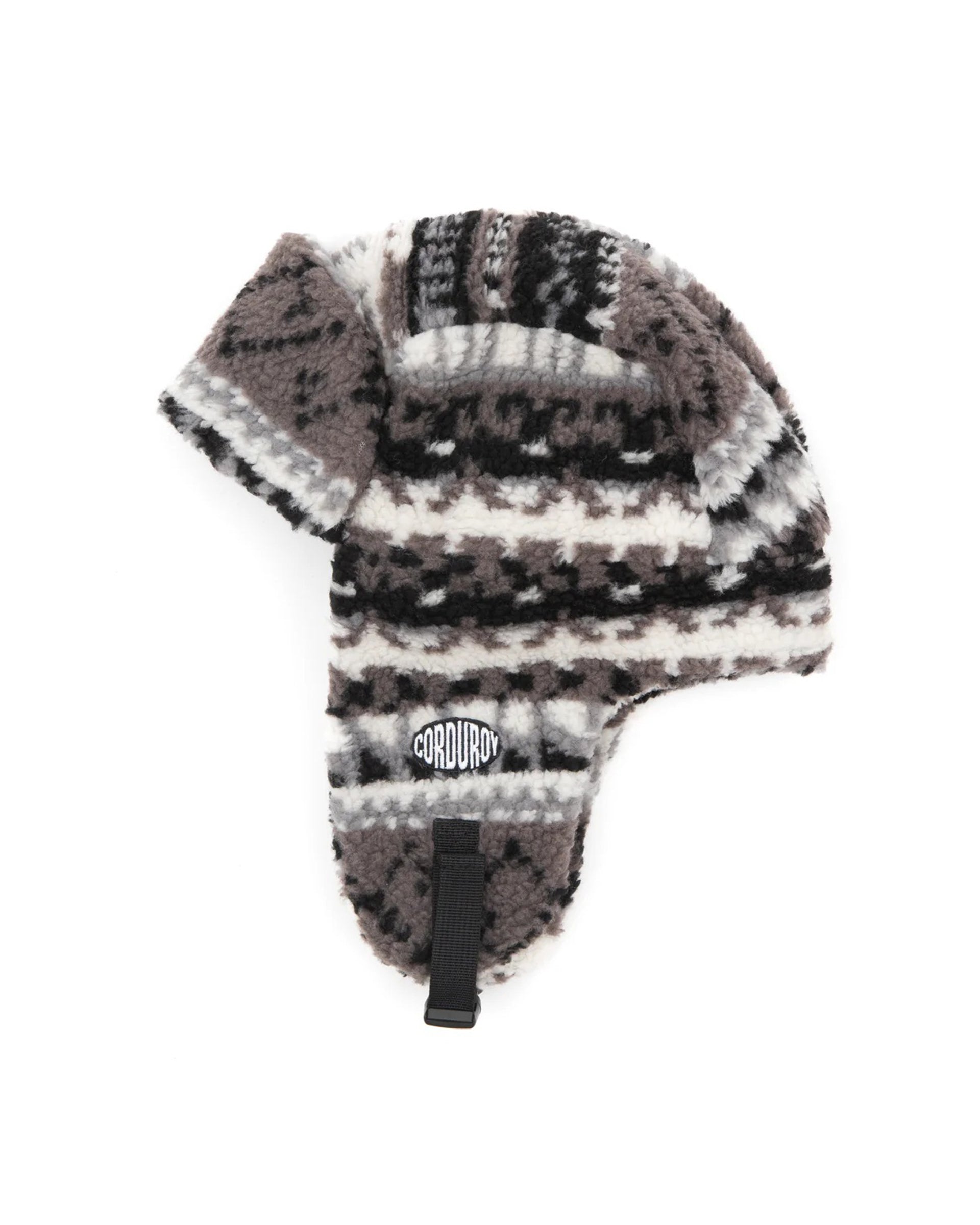 Corduroy Fleece Trapper Beanie - Grey