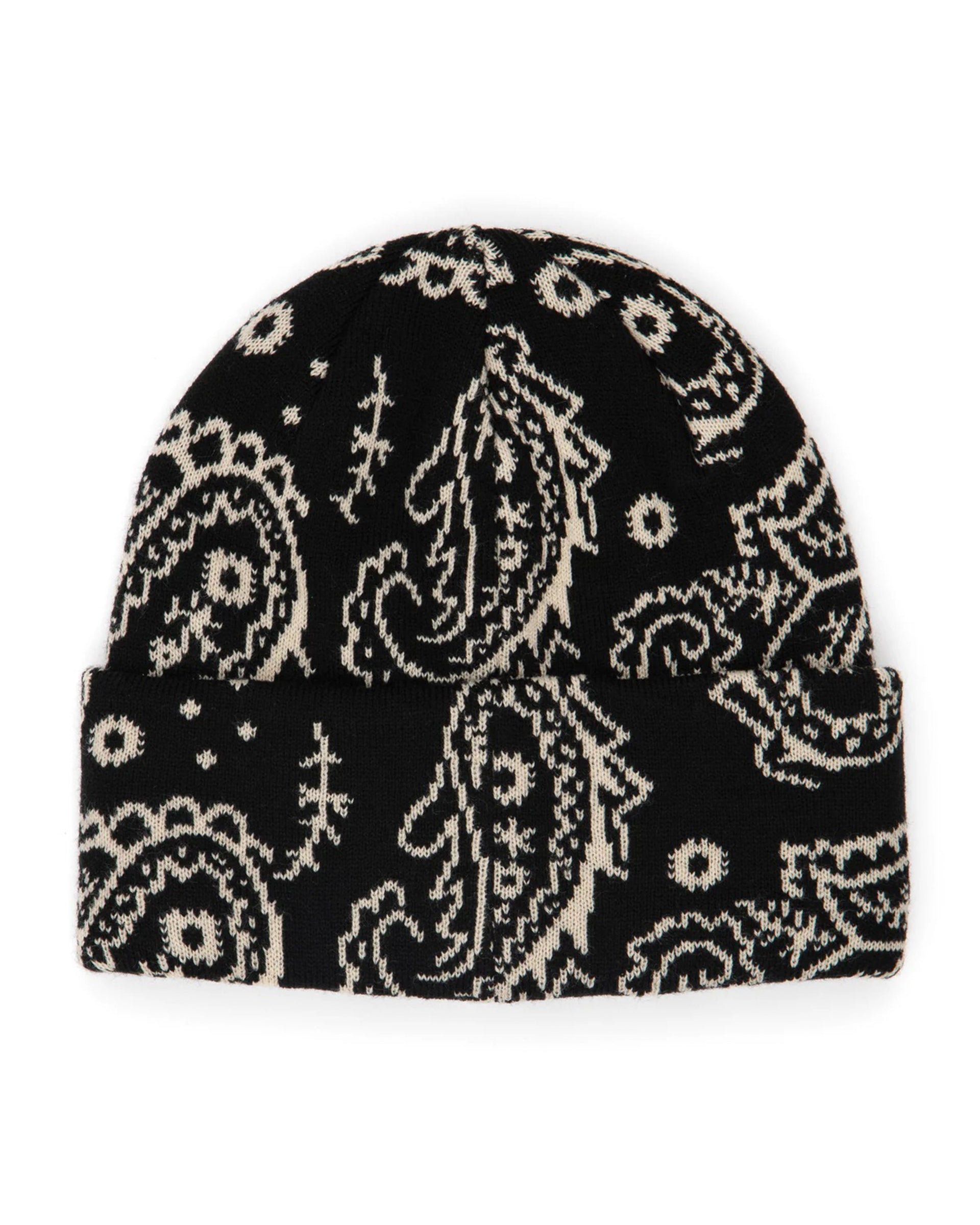 Corduroy Paisley Beanie - Black