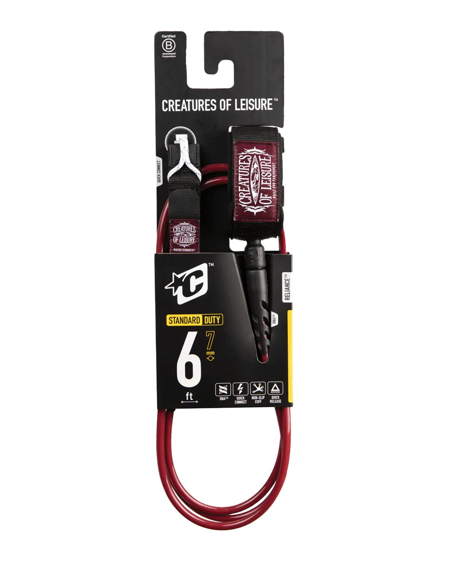 Creatures of Leisure Reliance 2.0 Standard Duty 6' Leash - Dark Rose/Black